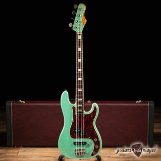 Shabat Shabat Panther PJ Bass w/ Roasted Neck, Blocks & Binding – Seafoam Green Sparkle