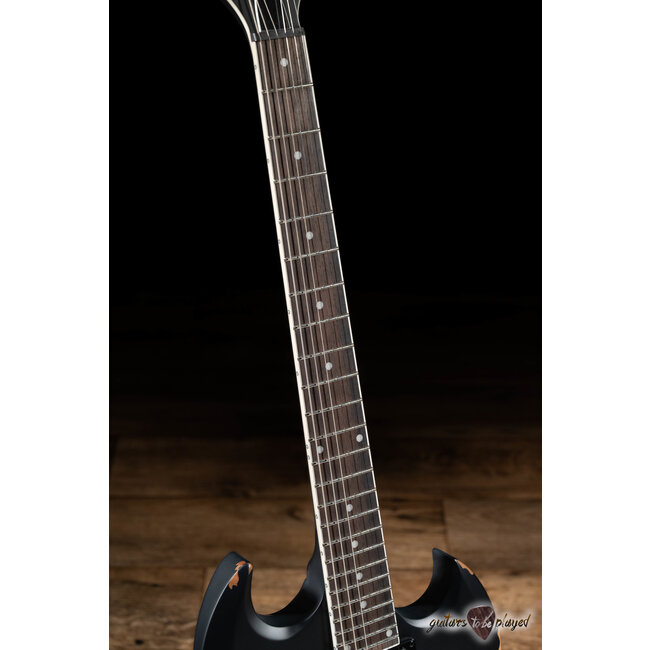 ESP LTD Volsung Lars Frederiksen Guitar w/ Case – Distressed Black Satin