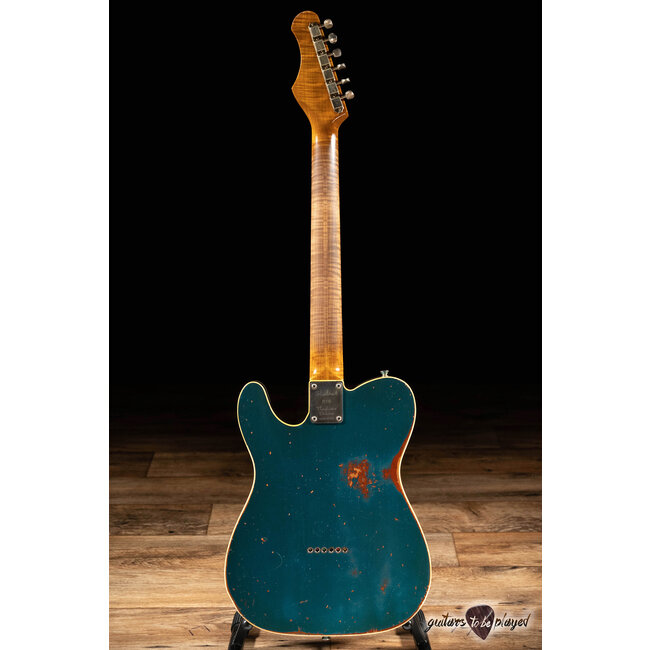 Shabat ThinLion Mahogany & Maple Thinline Guitar – Lake Placid Blue over 3TSB
