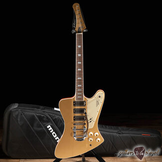 Kauer Banshee Mahogany Guitar w/ 3x Lollar Firebirds & Bigsby – Gold Top