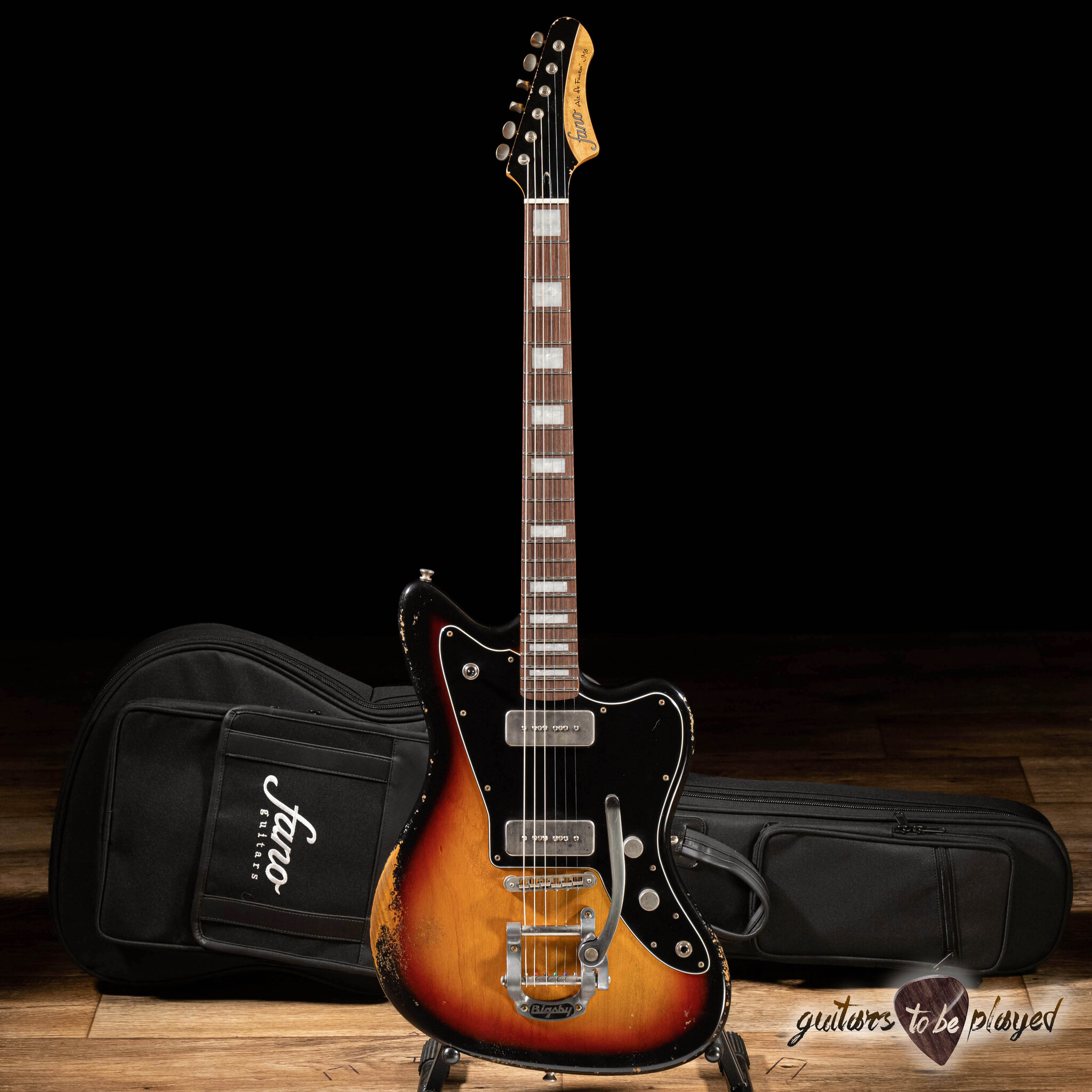 Fano JM6 Alt de Facto Lollar P-90 Guitar w/ Bigsby – 3-Tone Sunburst