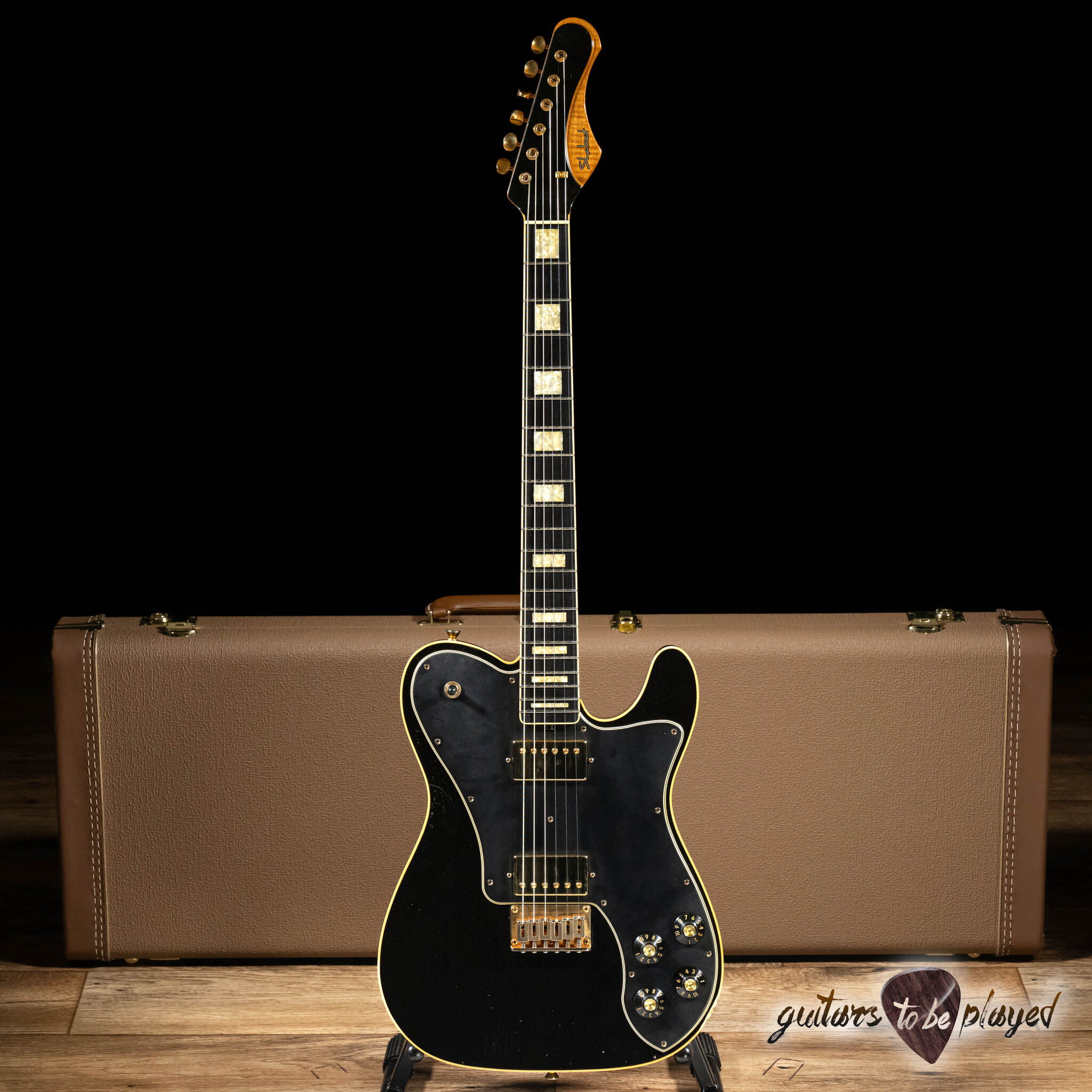Shabat Lion Deluxe T-Style Guitar w/ Lollar Imperials – Black