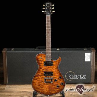 Knaggs Kenai T1 Quilt Top Flame Maple Neck & Indian Rosewood Guitar – Aged Scotch