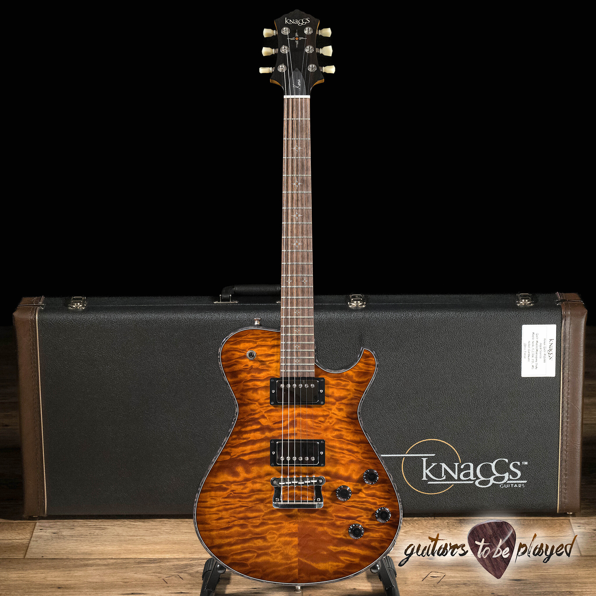 ギター Knaggs Kenai Knaggs Kenai T1 Quilt Top Flame Maple Neck Guitar – Aged Scotch