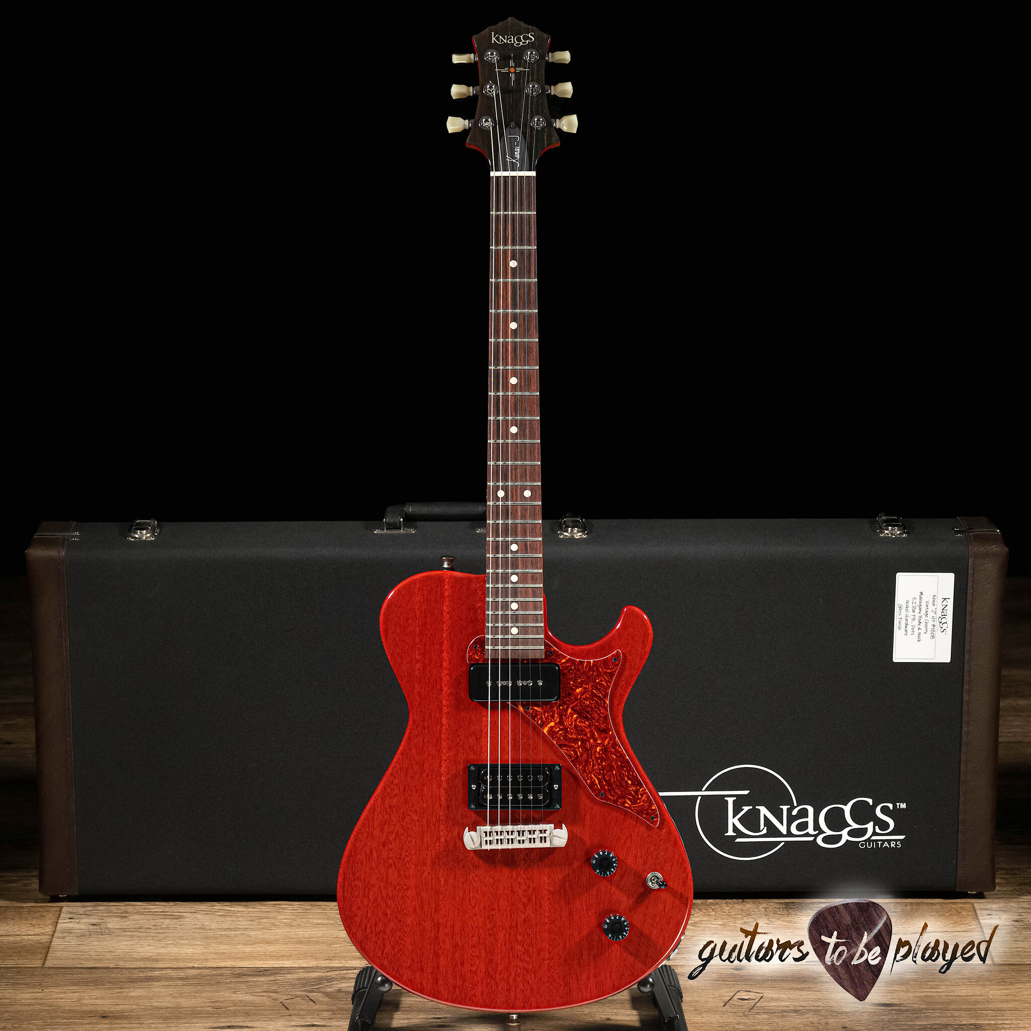 ギター Knaggs Kenai Knaggs Kenai-J HP Mahogany Humbucker/P-90 Guitar –Vintage Cherry
