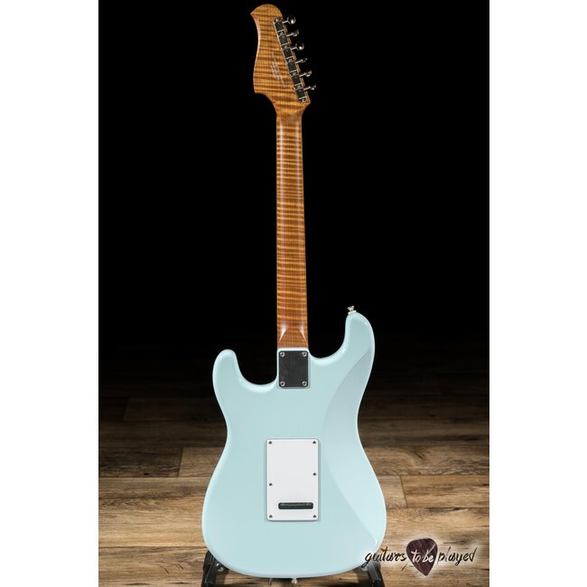 Shelton SkyFlite IV Swamp Ash w/ Roasted Flame Maple & Porter PUs – Sonic Blue