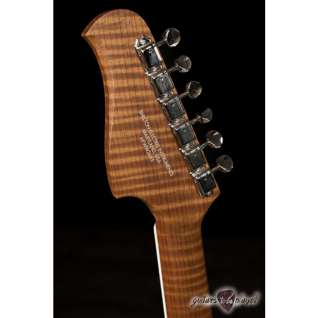 Shelton SkyFlite IV Swamp Ash w/ Roasted Flame Maple & Porter PUs – Sonic Blue