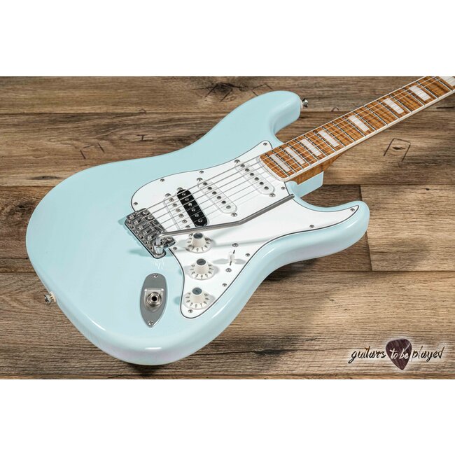 Shelton SkyFlite IV Swamp Ash w/ Roasted Flame Maple & Porter PUs – Sonic Blue