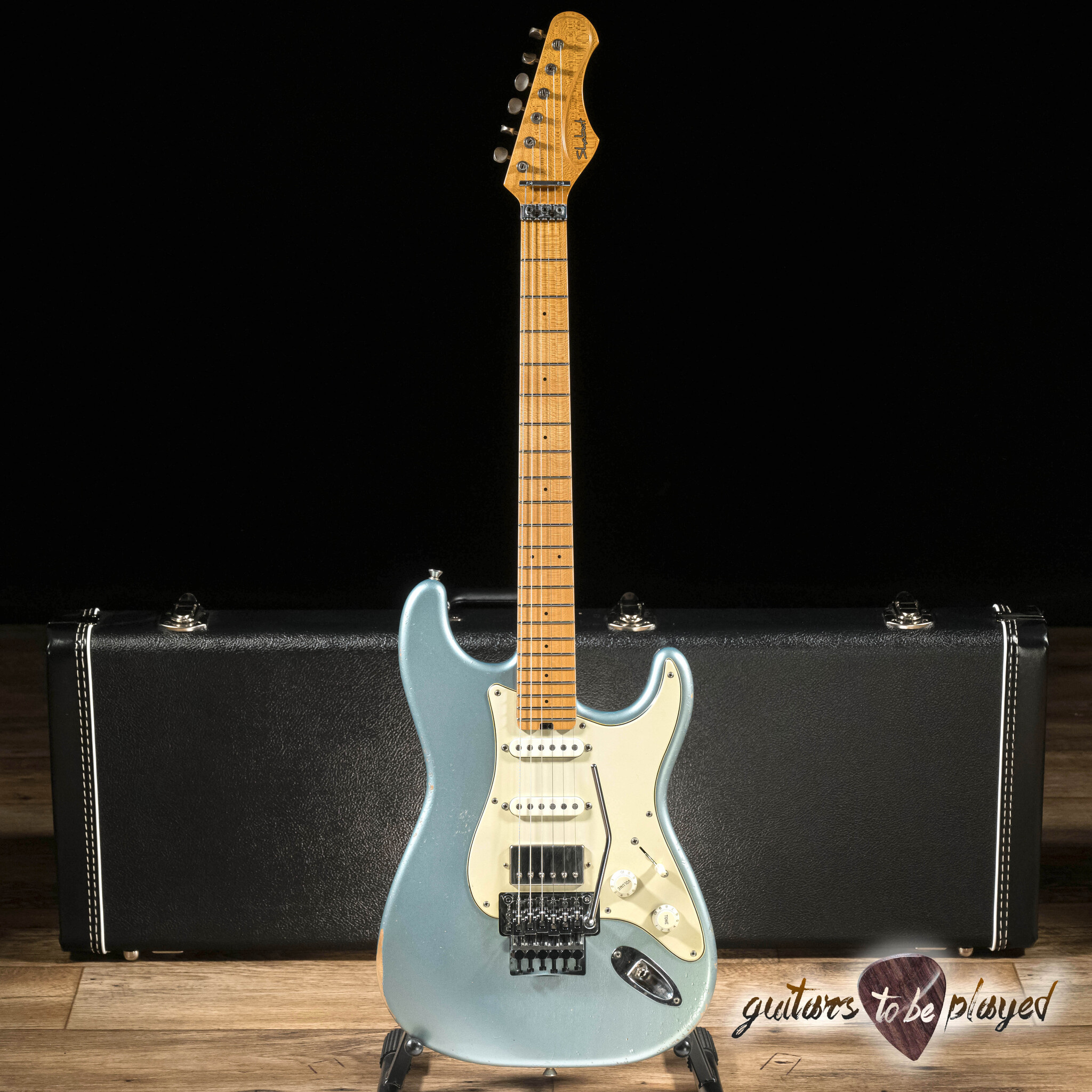 Shabat Lynx HSS Alder S-Style Floyd Rose Guitar – Ice Blue