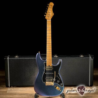 Shabat Guitars Shabat Lynx HSH Alder S-Style w/ Flame Roasted Maple – Cosmic Blue Colorshift