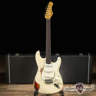 Shabat Guitars Shabat Lynx Alder S-Style w/ Rosewood & Lollar 64’s – Olympic White Over 3TSB