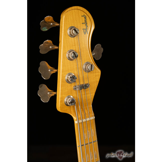 Shabat Tiger 5 String J-Bass w/ Maple Neck – Seafoam Green Over 3TSB