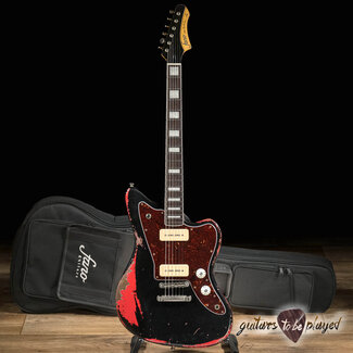 Fano Guitars Fano JM6 Alt de Facto Mahogany Body w/ High Wind P-90 – Black over Fiesta Red