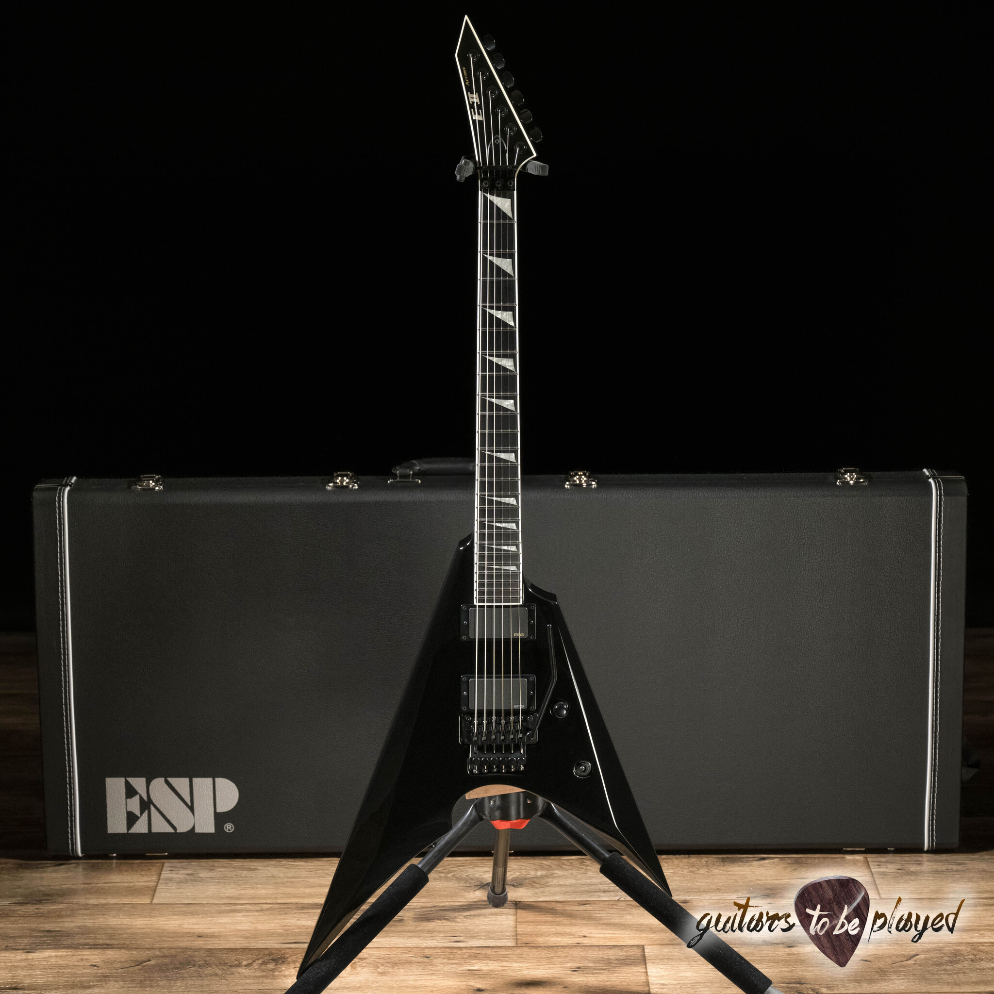ESP E-II Arrow Floyd Rose EMG Guitar w/ Case – Black ESP E-II Arrow Floyd Rose EMG Guitar w/ Case – Black