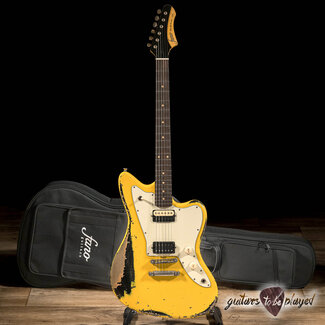 Fano Fano JM6 Alt de Facto Lollar Open Coil HB Guitar – Corvette Yellow over Black