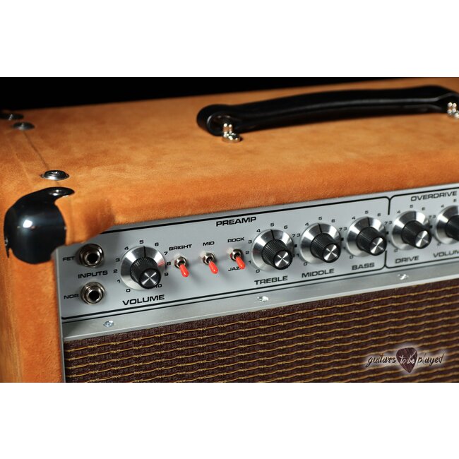 Amplified Nation Bombshell Overdrive 50W Head & 112 Cab – Golden Brown Suede