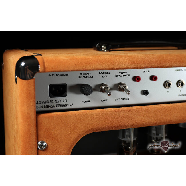 Amplified Nation Bombshell Overdrive 50W Head & 112 Cab – Golden Brown Suede