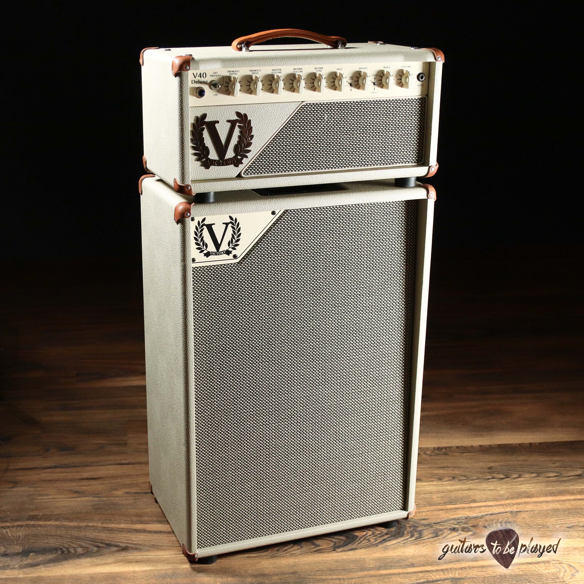 2022 Victory V40 Deluxe Amp Head V212 Cab w Footswitch Cream