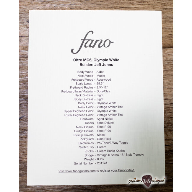 Fano MG6 Oltre P-90 Guitar w/ Gigbag – Olympic White