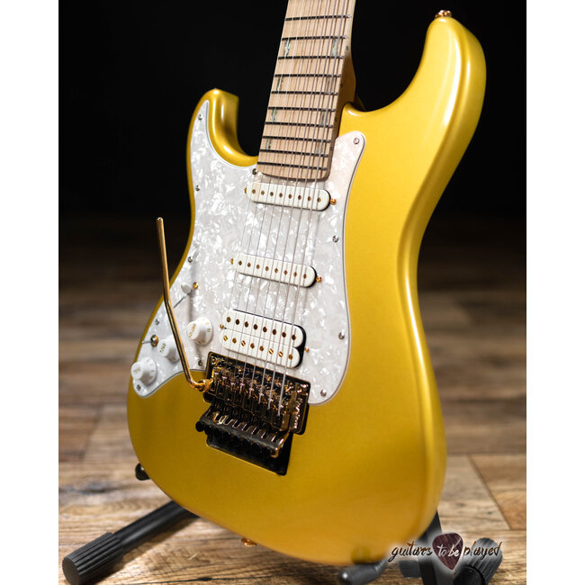 ESP LTD JRV-8 LH Javier Reyes Left-Handed 8-String Guitar w/ Case –Metallic Gold