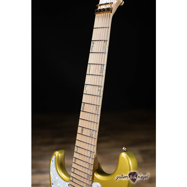 ESP LTD JRV-8 LH Javier Reyes Left-Handed 8-String Guitar w/ Case –Metallic Gold