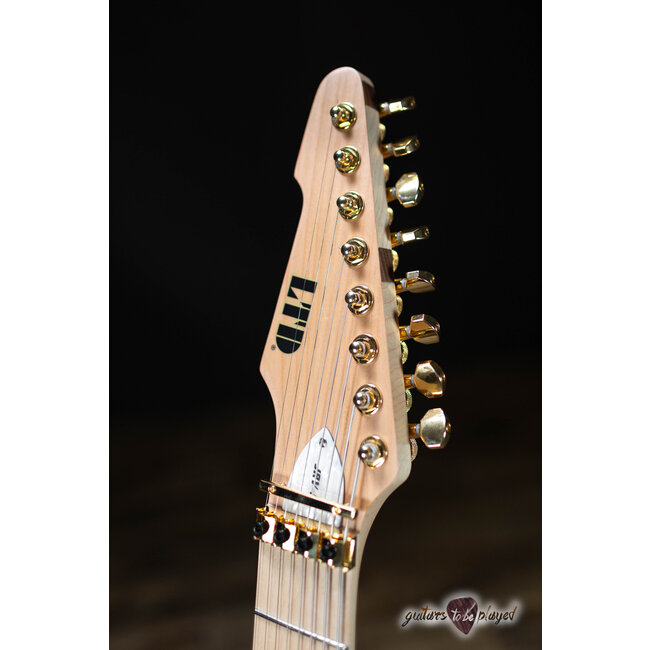 ESP LTD JRV-8 LH Javier Reyes Left-Handed 8-String Guitar w/ Case –Metallic Gold