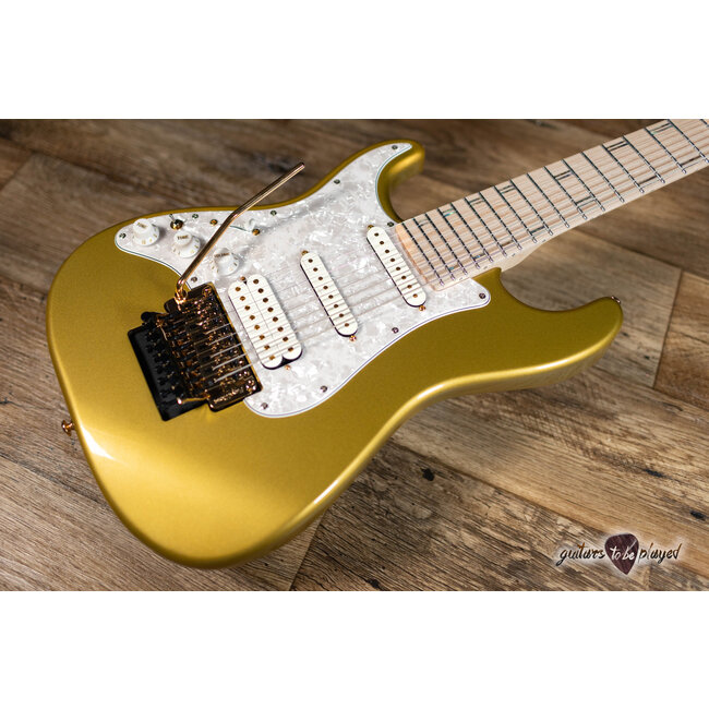 ESP LTD JRV-8 LH Javier Reyes Left-Handed 8-String Guitar w/ Case –Metallic Gold