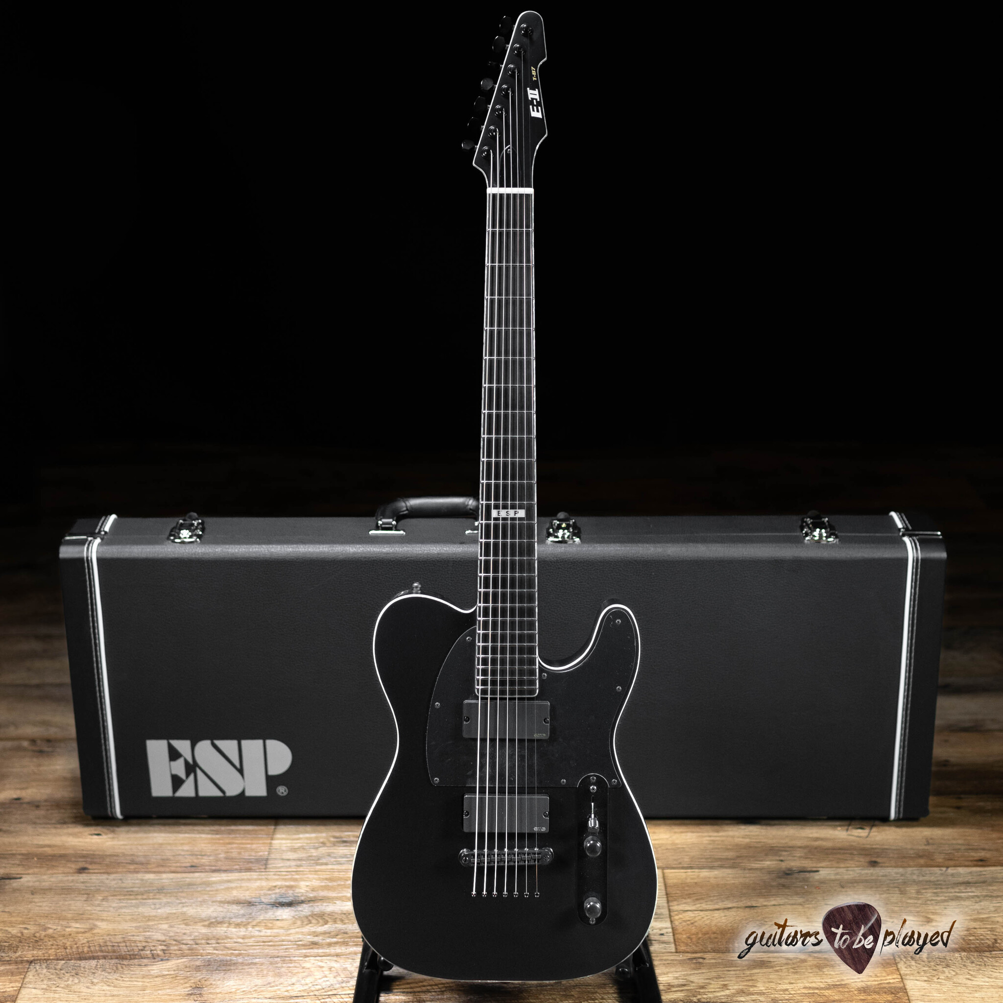 ESP E-II T-B7 Baritone 7-String EMG Guitar w/ Case – Black Satin