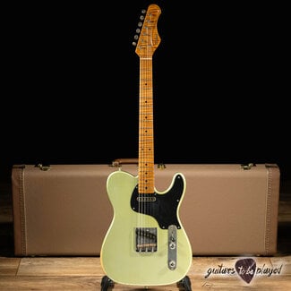 Shabat Guitars Shabat Lion Standard Sugar Pine T-Style w/ Flame Maple – Sage Green Metallic