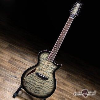 ESP LTD ESP LTD TL-6 Thinline Quilt Top Acoustic/Electric Guitar – Charcoal Burst