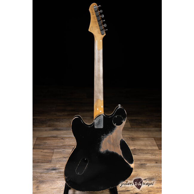 Fano GF6 Alt de Facto Semi-Hollow P-90 Bigsby Guitar w/ Case - Bull Black