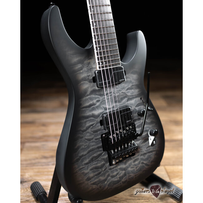 ESP LTD M-1007 QM Baritone 7-String Floyd Rose Guitar – Charcoal Burst Satin