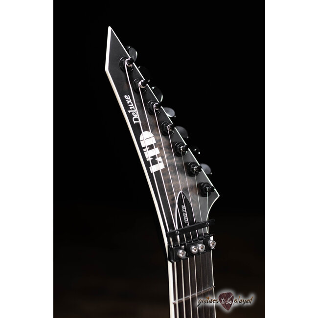 ESP LTD M-1007 QM Baritone 7-String Floyd Rose Guitar – Charcoal Burst Satin