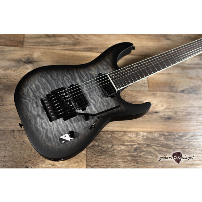 ESP LTD M-1007 QM Baritone 7-String Floyd Rose Guitar – Charcoal Burst Satin