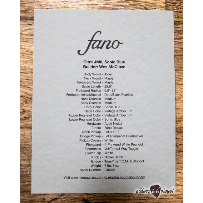 Fano JM6 Oltre Maple Neck Lollar P-90/Imperial Guitar w/ Gigbag – Sonic Blue