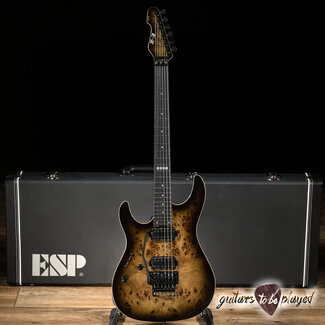 ESP ESP E-II SN-II Left-Handed Burled Maple Top Guitar w/ Case – Nebula Black Burst
