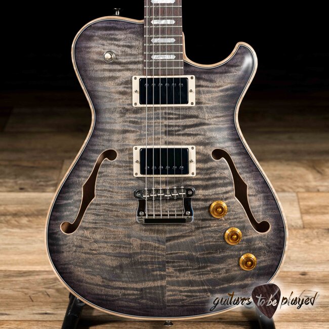 Knaggs Chena T2 Flame Top Semi-Hollow Guitar – Charcoal Burst