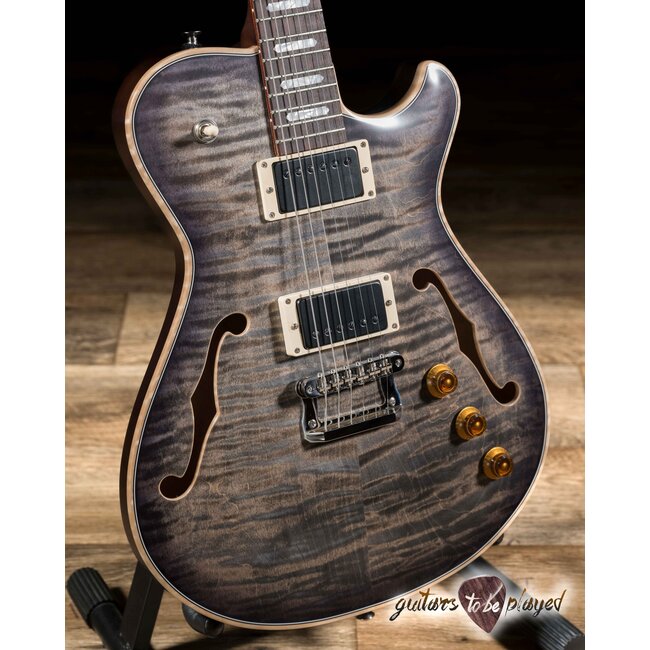 Knaggs Chena T2 Flame Top Semi-Hollow Guitar – Charcoal Burst
