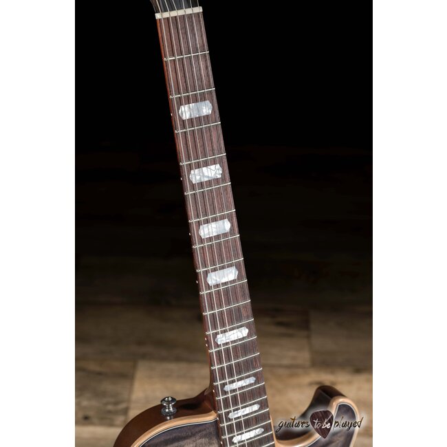 Knaggs Chena T2 Flame Top Semi-Hollow Guitar – Charcoal Burst