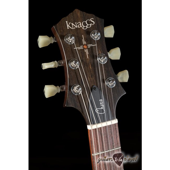 Knaggs Chena T2 Flame Top Semi-Hollow Guitar – Charcoal Burst