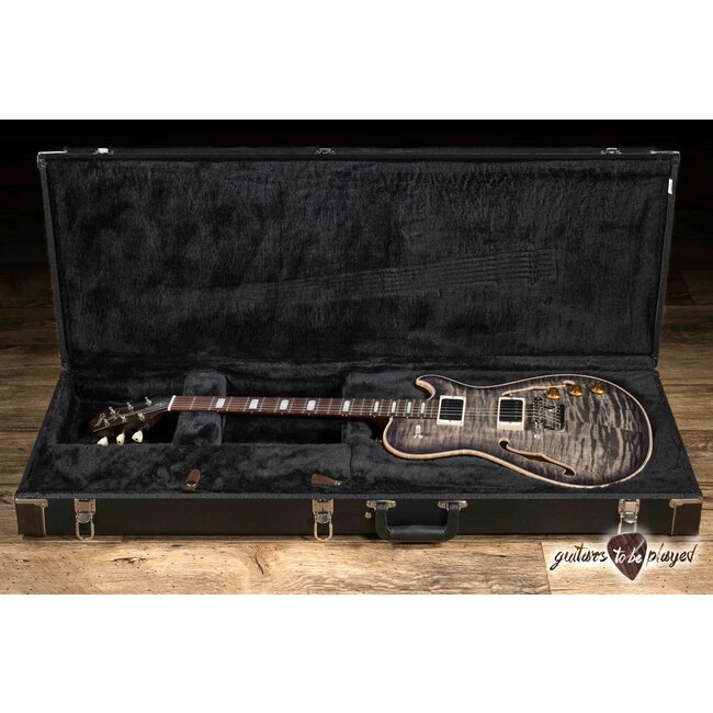 Knaggs Chena T2 Flame Top Semi-Hollow Guitar – Charcoal Burst