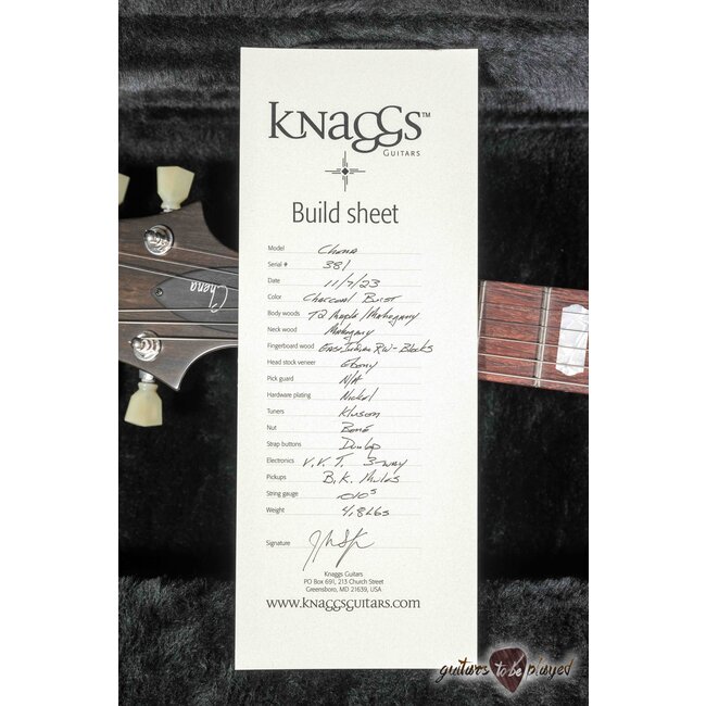 Knaggs Chena T2 Flame Top Semi-Hollow Guitar – Charcoal Burst