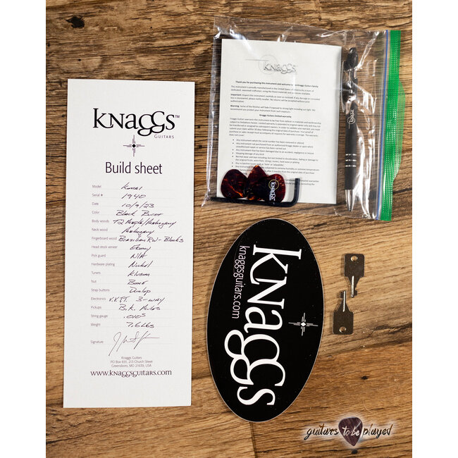 Knaggs Kenai T2 Flame Top Guitar w/ Brazilian Rosewood – Black Burst