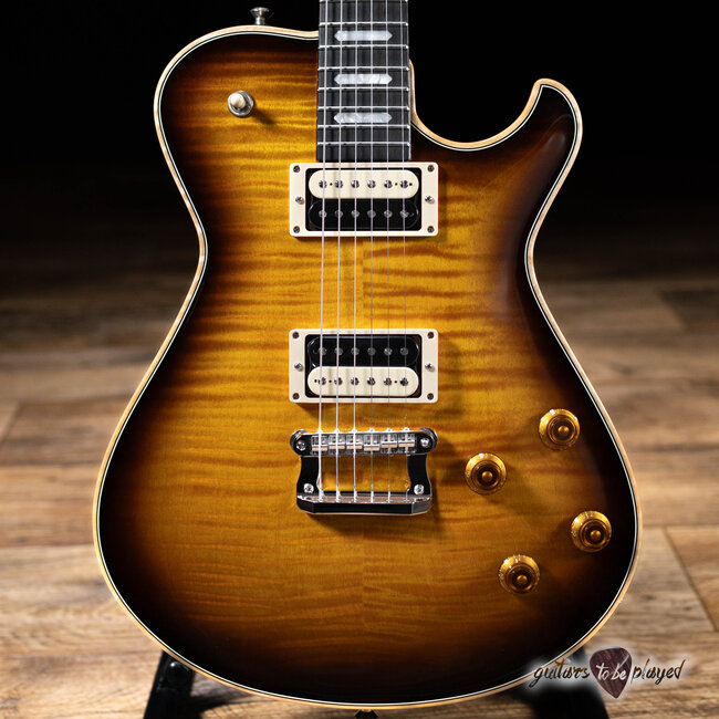 Knaggs Kenai T2 Flame Top Guitar w/ Brazilian Rosewood – Black Burst