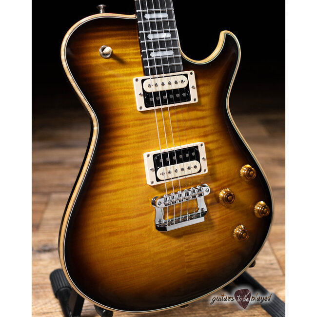 Knaggs Kenai T2 Flame Top Guitar w/ Brazilian Rosewood – Black Burst