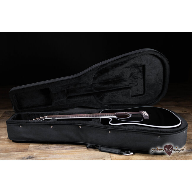 Takamine EF381DX LH 12-String Left-Handed Dreadnought Guitar w/ Case – Black