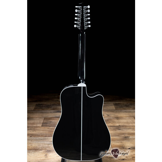 Takamine EF381DX LH 12-String Left-Handed Dreadnought Guitar w/ Case – Black