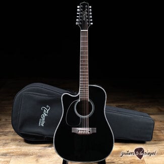 Takamine Takamine EF381DX LH 12-String Left-Handed Dreadnought Guitar w/ Case – Black