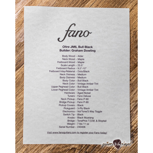 Fano JM6 Oltre Maple Neck P-90 Guitar w/ Gigbag – Bull Black