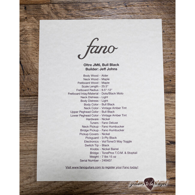 Fano JM6 Oltre Maple Neck Humbucker Guitar w/ Gigbag – Bull Black